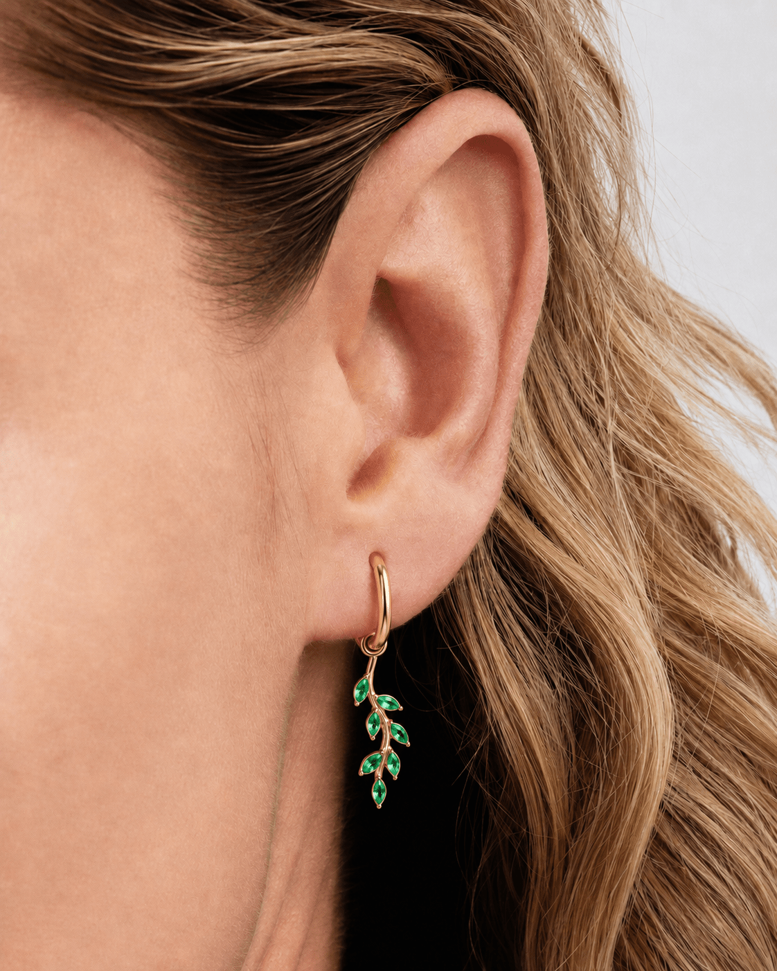 Verdant Whisper Peridot Stainless Steel 18K Gold Plated Earrings