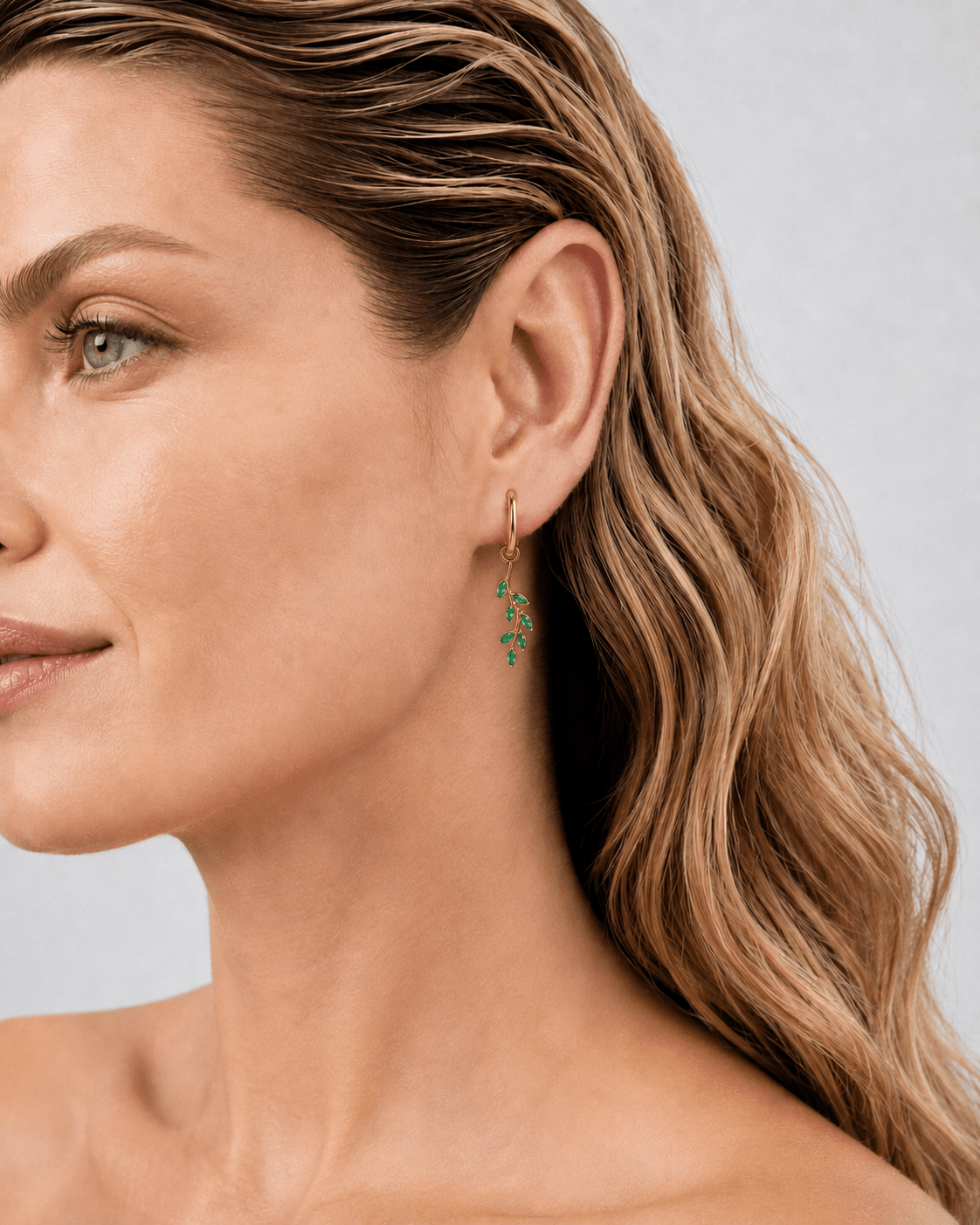 Verdant Whisper Peridot Stainless Steel 18K Gold Plated Earrings