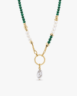 Heliora Natural Malachite, Freshwater Pearl Necklace