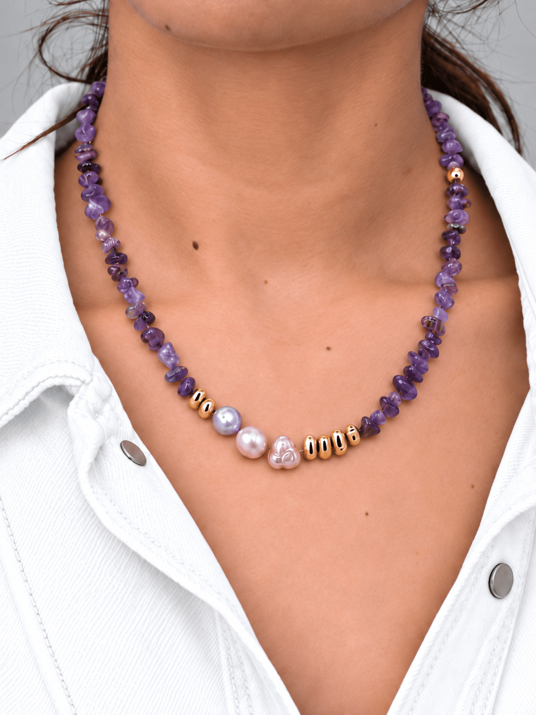 Irisa Amethyst & Coloured Freshwater Pearl Necklace