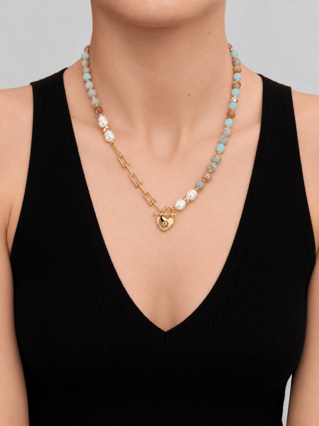 Marea Aqua Terra Jasper & Cultured Pearl Necklace
