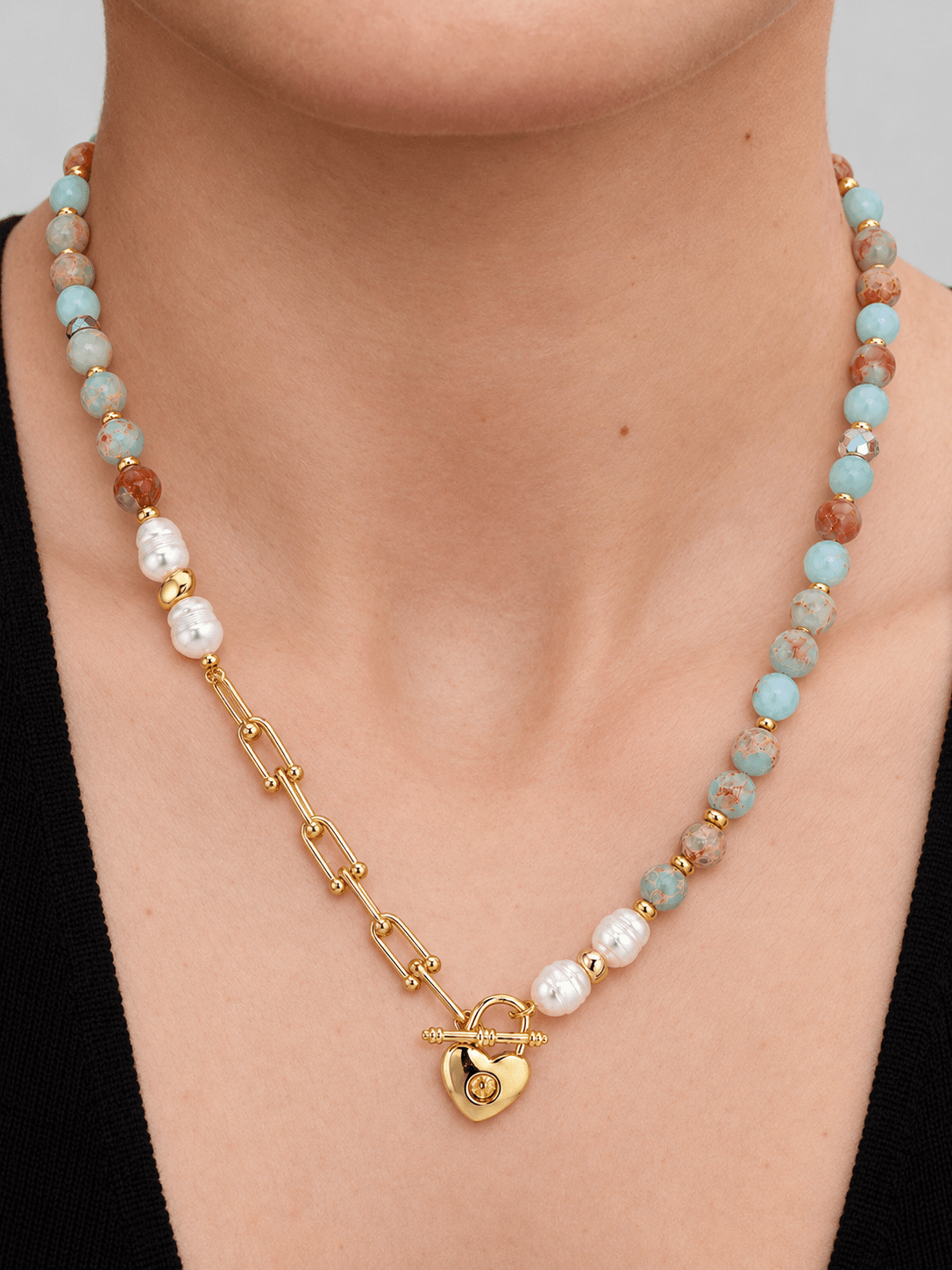 Marea Aqua Terra Jasper & Cultured Pearl Necklace