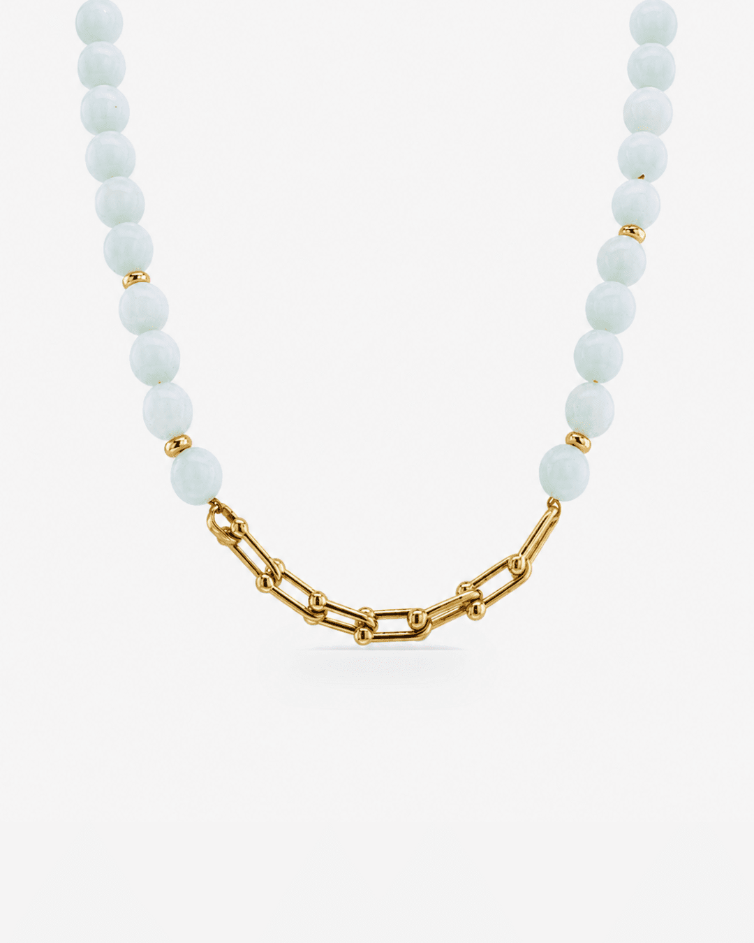 Quiet Current Aquamarine & 18K Gold-Plated Stainless Steel Sculptural Link Necklace