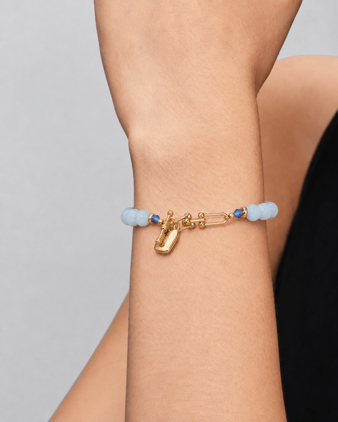 Quiet Current Freshwater Pearl & Aquamarine Heart-Lock Bracelet