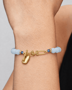 Quiet Current Freshwater Pearl & Aquamarine Heart-Lock Bracelet