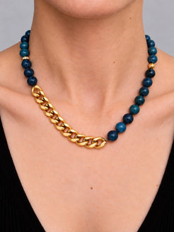 Nerava Blue Apatite & 18K Gold-Plated Stainless Steel Curb Chain Necklace