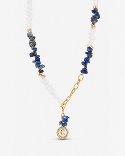 Selaris Lapis Lazuli, Milky Quartz & Removable Moon Charm Necklace