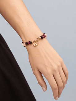 Sacra Rose Quartz, Tiger's Eye & Crystal Heart-Lock Bracelet