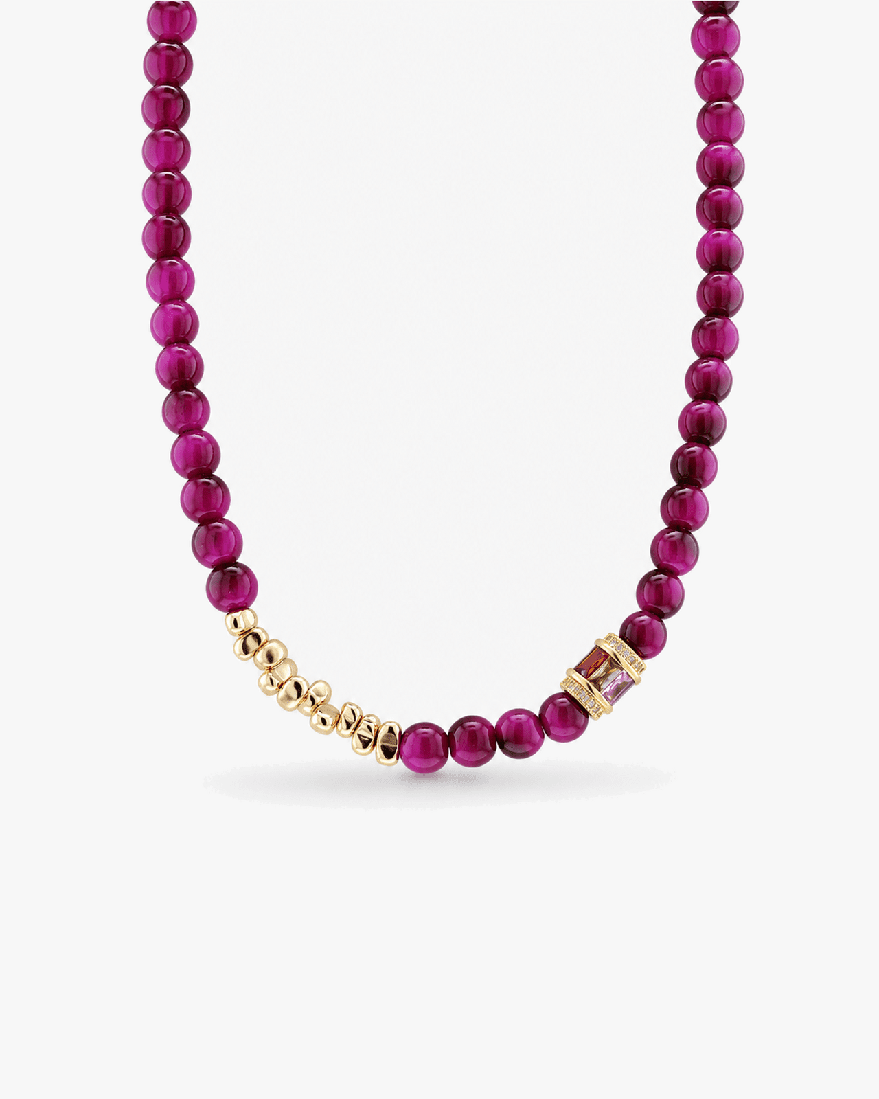 Regalia Dyed Magenta Tiger's Eye & Gold-Plated Stainless Steel Necklace