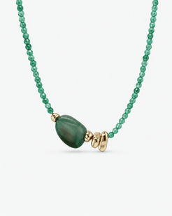 Silvena Green Agate & Banded Agate Drop Necklace