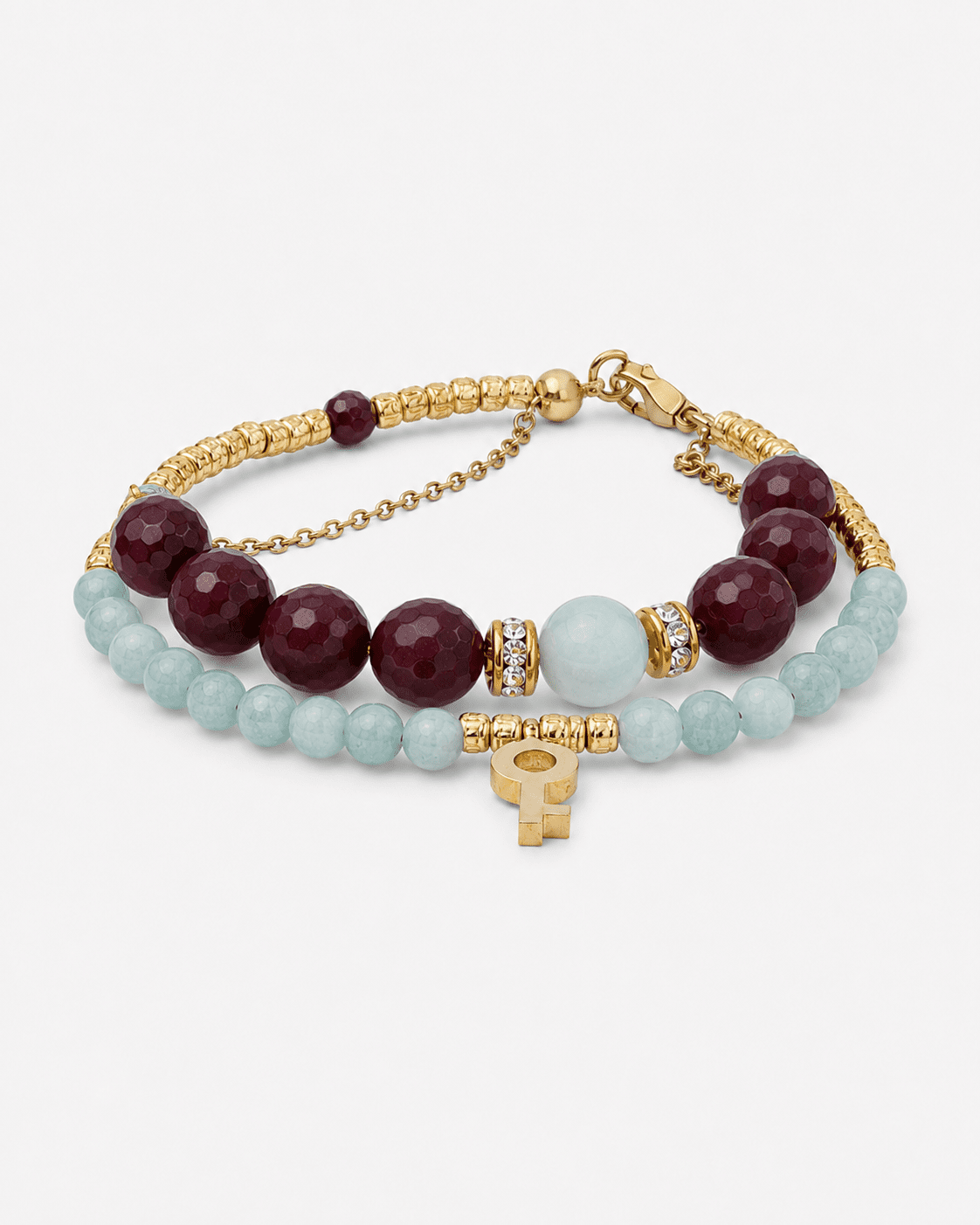 Vera Amazonite & Burgundy Gemstone Key Bracelet