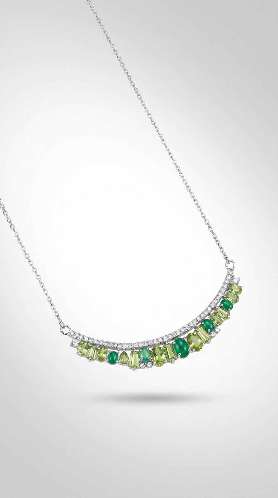 Spring Awakening Sterling Silver 925 Jade & Peridot Necklace