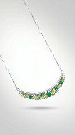 Spring Awakening Sterling Silver 925 Jade & Peridot Necklace
