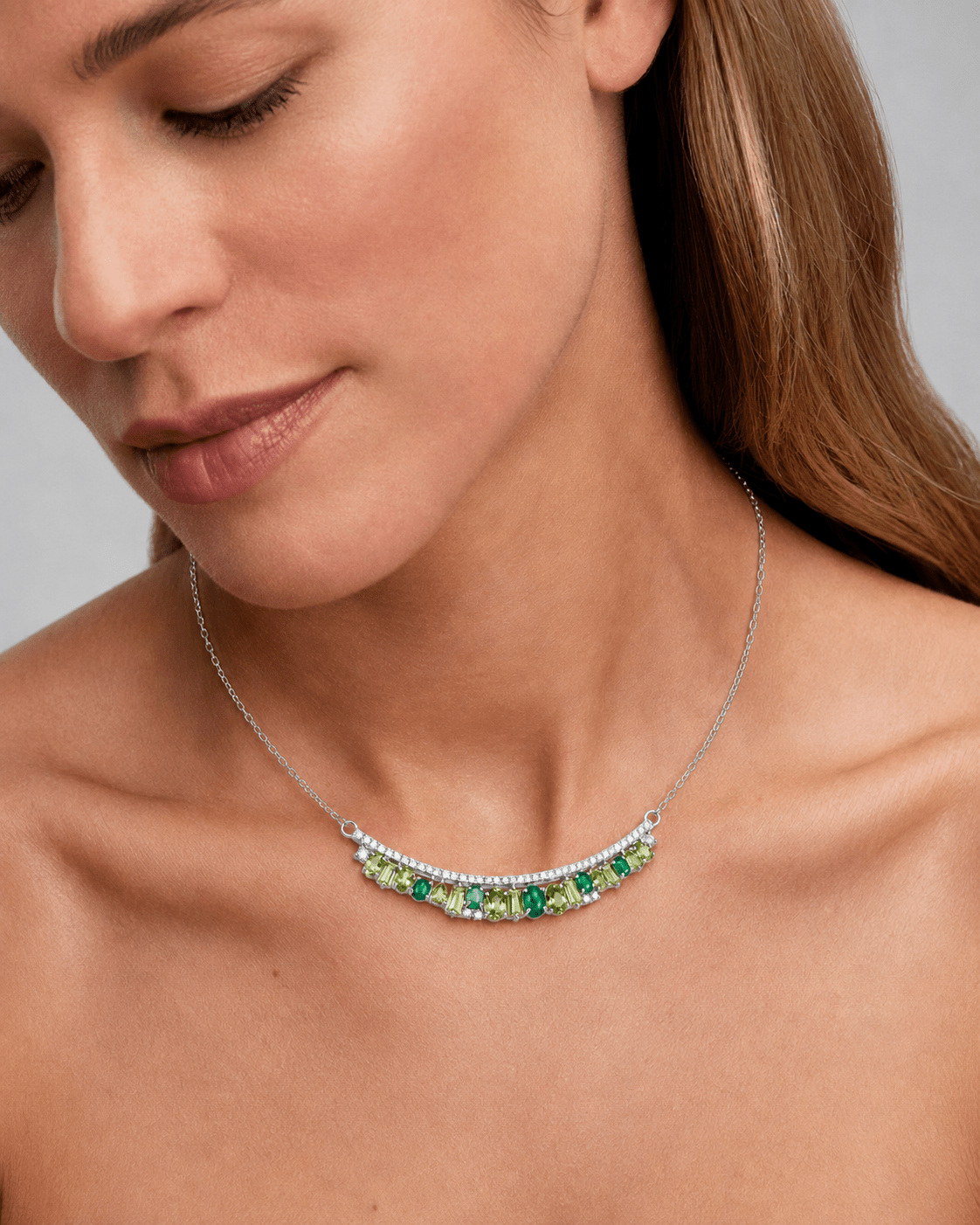 Spring Awakening Sterling Silver 925 Jade & Peridot Necklace