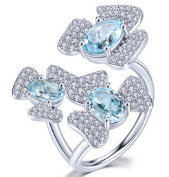 Petals in Flight Sterling Silver 925 Sky Blue Topaz Ring