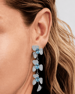 Petals in Flight Sterling Silver 925 Sky Blue Topaz Earrings