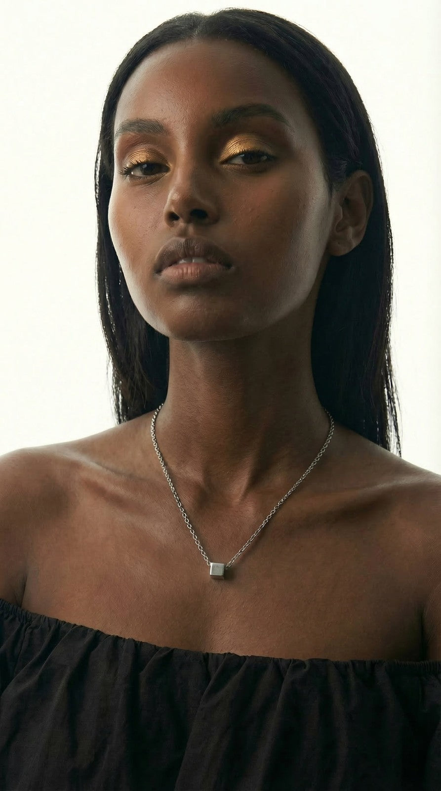 Silver Cube Pendant Necklace