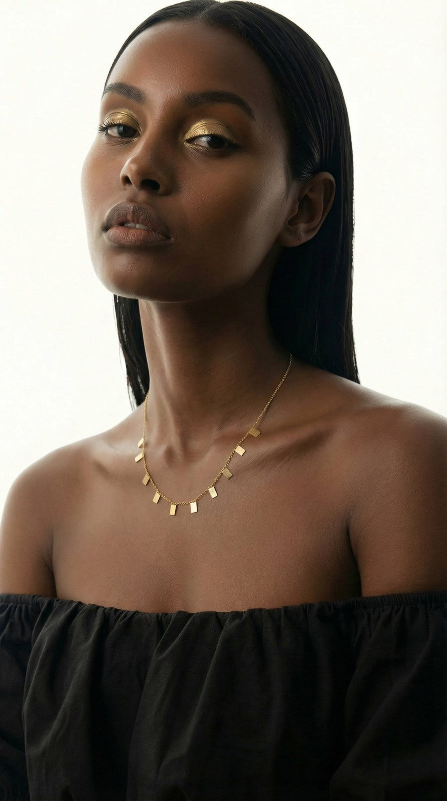 Gilded Tile Charm Necklace