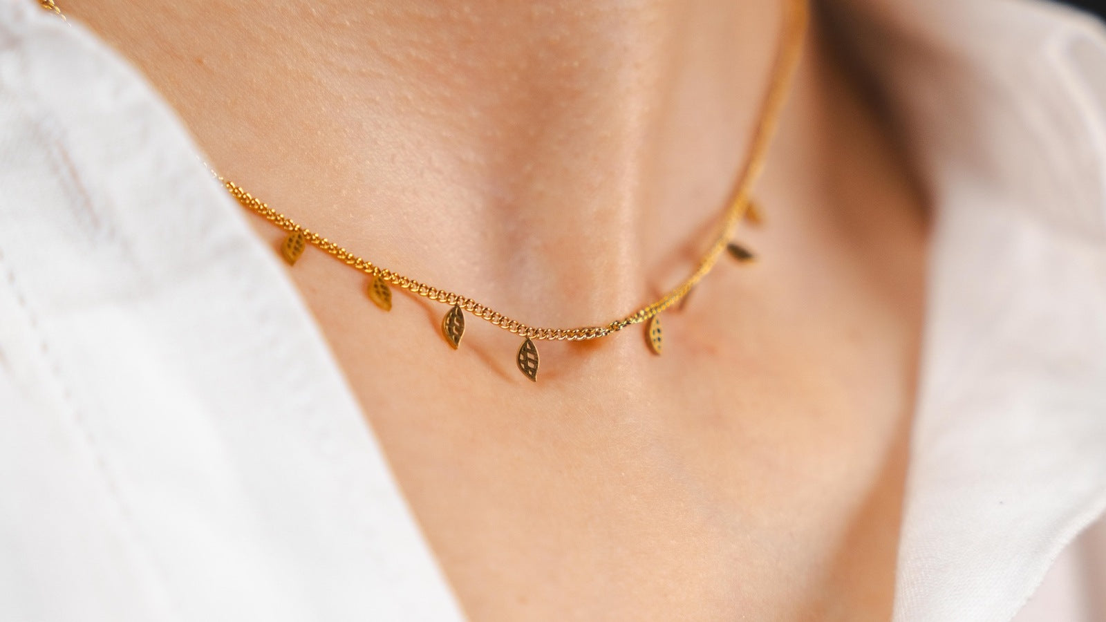 Golden Leaf Charm Necklace