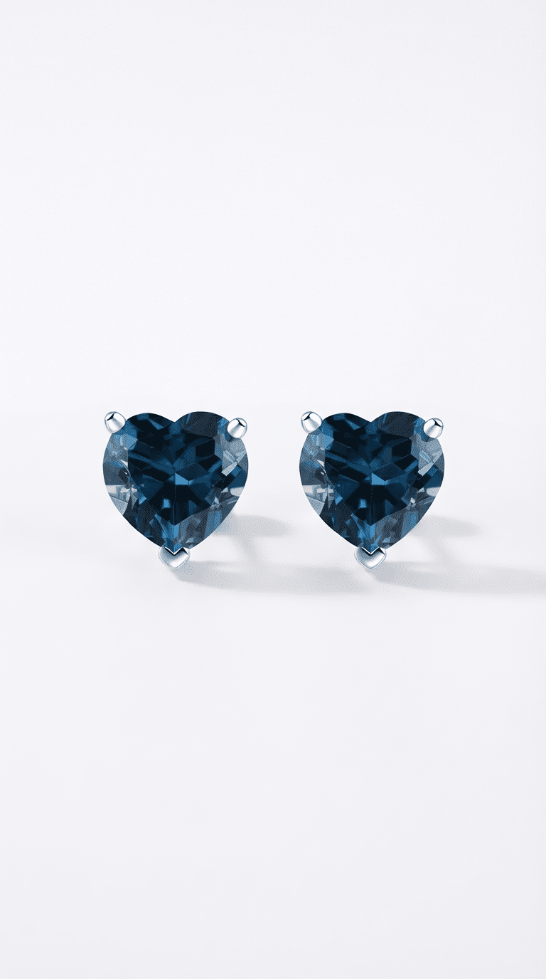 Sapphire Heart Studs