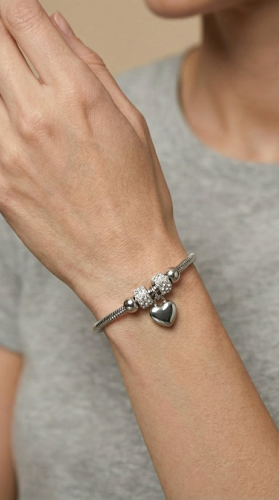 Silver Charm Heart