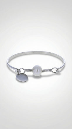 Silver Coin Pearl Bangle