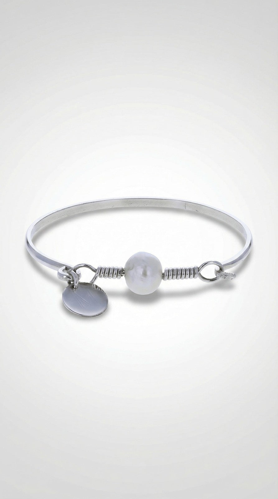 Silver Coin Pearl Bangle
