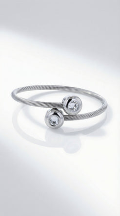 Silver Twin Crystal Twist