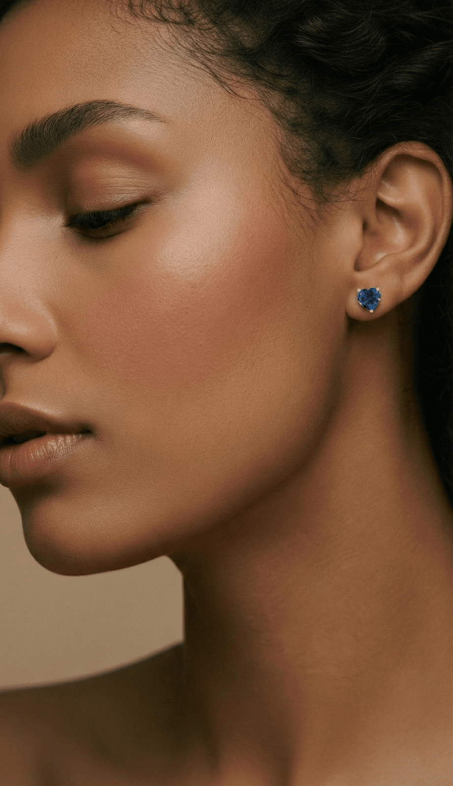 Sapphire Heart Studs