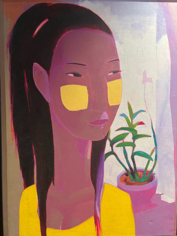 Myanmar Girl - Yellow Dress * 100x75cm* Acrylic on canvas